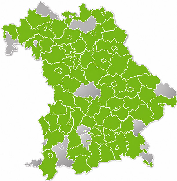 Bayernkarte - Gebietsabdeckung ght-Kassensysteme